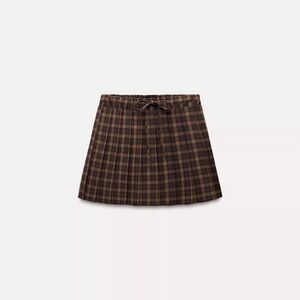 Zara Plaid Brown Mini Skirt
